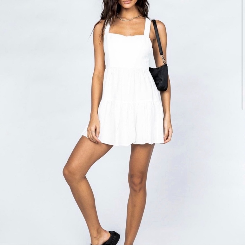 Princess Polly Keesha White Linen Fit & Flare Dress 2